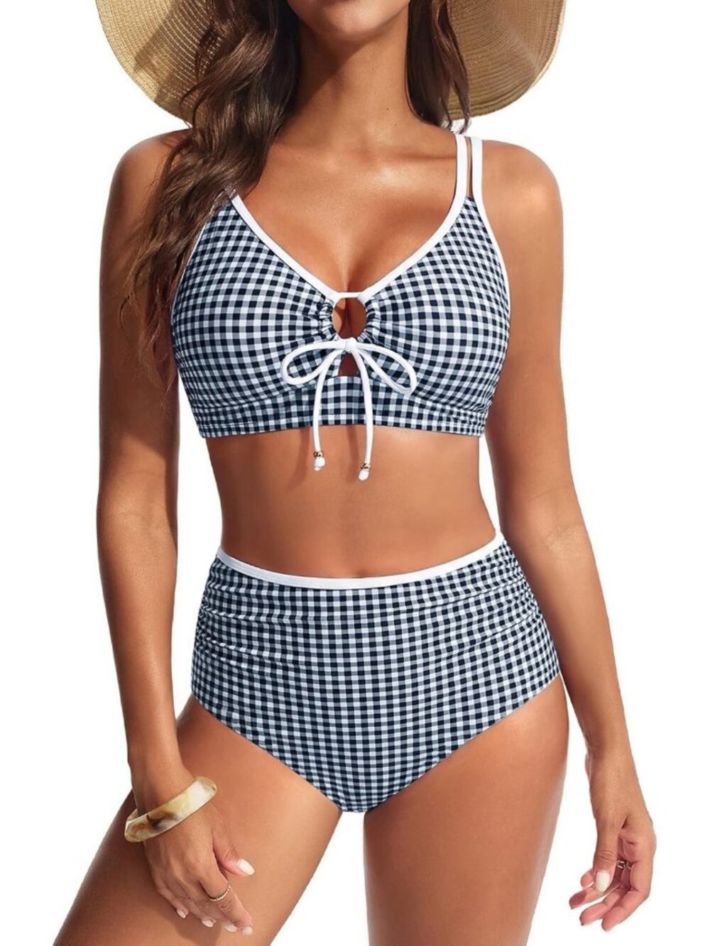 High Waisted Bikini Set for Women | Stylish Contrast 2 Piece Swimsuit